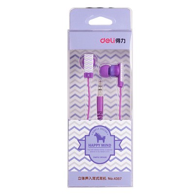 Deli/得力 4357立體聲入耳式耳機(jī) 耳塞 手機(jī)電腦通用型 立體聲