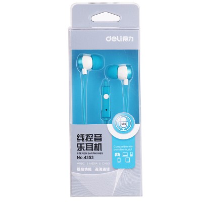 Deli/得力 4353入耳式線(xiàn)控音樂(lè)耳機(jī) 手機(jī)電腦通用 手機(jī)線(xiàn)控耳麥