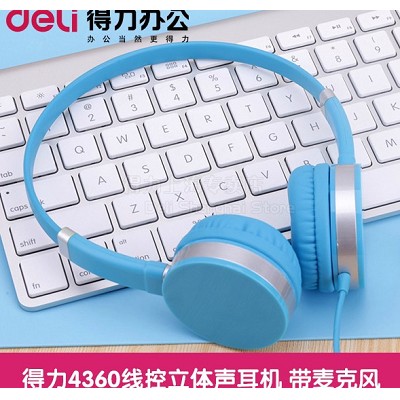 Deli/得力 4360耳麥 線控立體聲耳機(jī) 時尚潮流耳塞 晨練掛式耳機(jī)