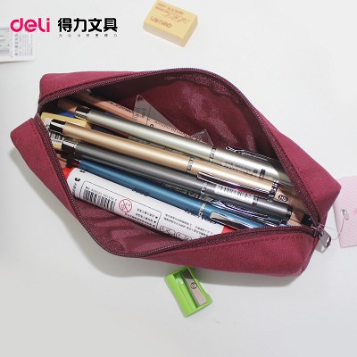 得力筆袋韓國(guó)帆布簡(jiǎn)約鉛筆袋女學(xué)生文具袋大容量文具盒小學(xué)生筆袋