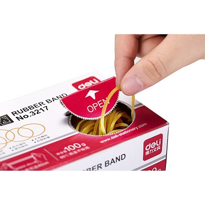 得力3217橡膠圈(100g/盒)辦公財務(wù)牛皮筋橡皮筋 韌性好拉力強(qiáng)耐用