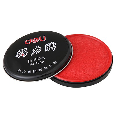 紅色印泥 得力印臺(tái)9859快干印油 金屬圓形鐵盒85mm 會(huì)計(jì)辦公用品