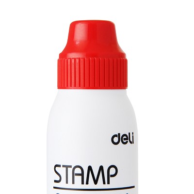 deli得力秒干印油 9875（紅）50毫升  秒干印臺(tái)使用油 速干 50ML