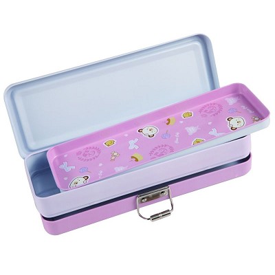 得力文具盒95556 馬口鐵鉛筆盒 可愛卡通學(xué)生多功能大容量收納盒