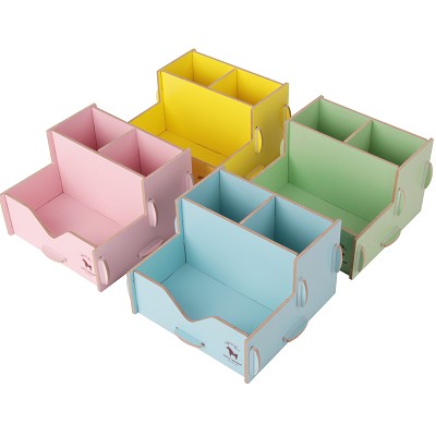 得力優(yōu)酷9124辦公學(xué)生用品文具收納盒木質(zhì)組合筆筒(混色