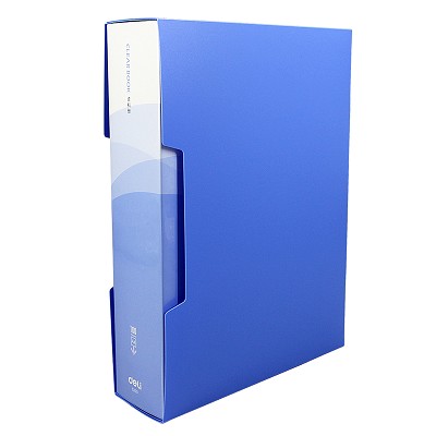 得力資料冊5200 A4文件夾插頁袋 透明資料夾檔案 100頁 藍色有貨