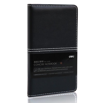 得力3325商務(wù)辦公記事本筆記本會(huì)議本17.5×9.5cm 皮面本