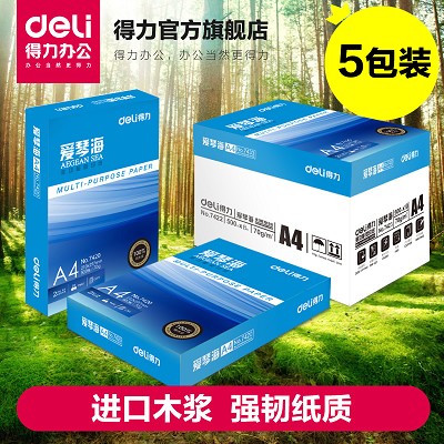 得力復(fù)印紙7421愛(ài)琴海雙面打印用紙A4白紙江浙滬皖包郵5包裝整箱
