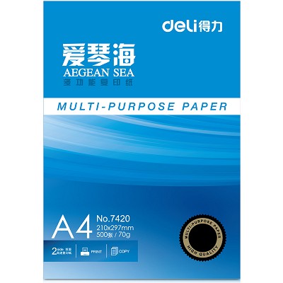 得力復(fù)印紙7421愛琴海雙面打印用紙A4白紙江浙滬皖包郵5包裝整箱