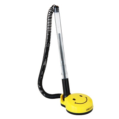 得力6793 中性筆 微笑臉 臺筆 簽字筆 0.5mm 柜臺桌筆 水筆