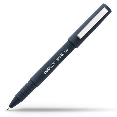 得力S24中性筆 黑色碳素筆水筆簽字筆 學習辦公文具書寫筆 1.0mm