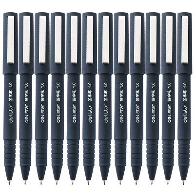 得力S24中性筆 黑色碳素筆水筆簽字筆 學(xué)習(xí)辦公 1.0mm