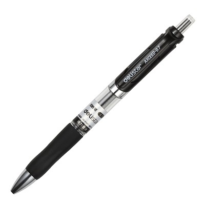 得力按動中性筆S02黑色辦公商務(wù)簽字水筆進口油墨0.7mm