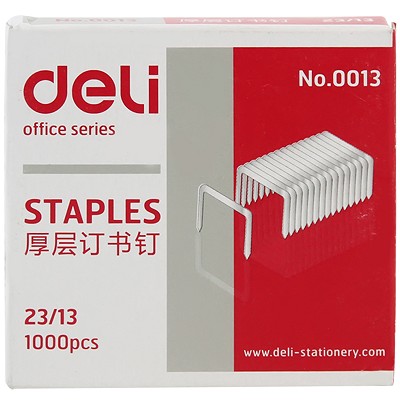 得力訂書針0013厚層訂書釘 23/13 辦公財務(wù)重型裝訂機(jī) 80頁釘