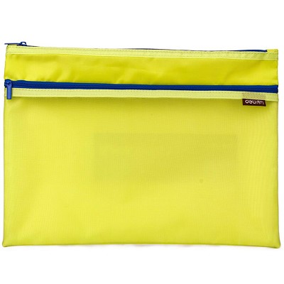 得力5843雙層收納袋 A5拉邊袋 彩色文件袋 網(wǎng)格收納文件袋