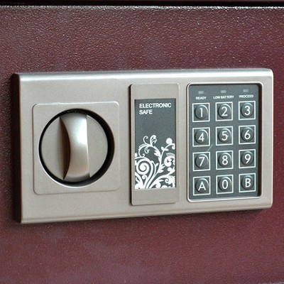 得力4041保險(xiǎn)柜 家用辦公入墻 電子保險(xiǎn)箱床頭保管箱包郵